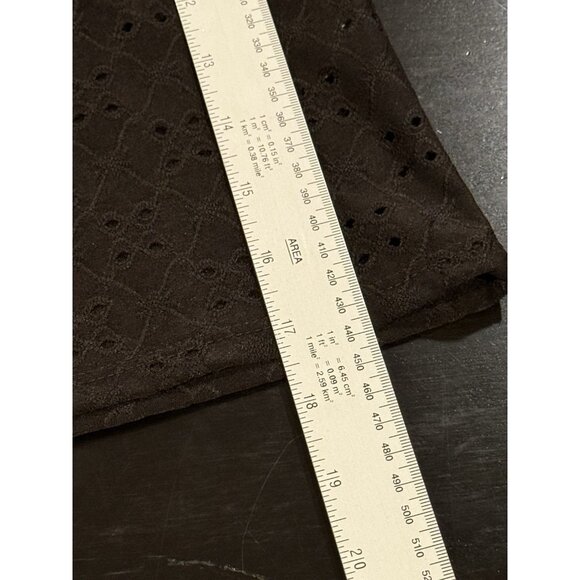 Olivia Rae Babydoll Medium Black Short Sleeve Stretch Eyelet Cropped Womens Top - Picture 10 of 10